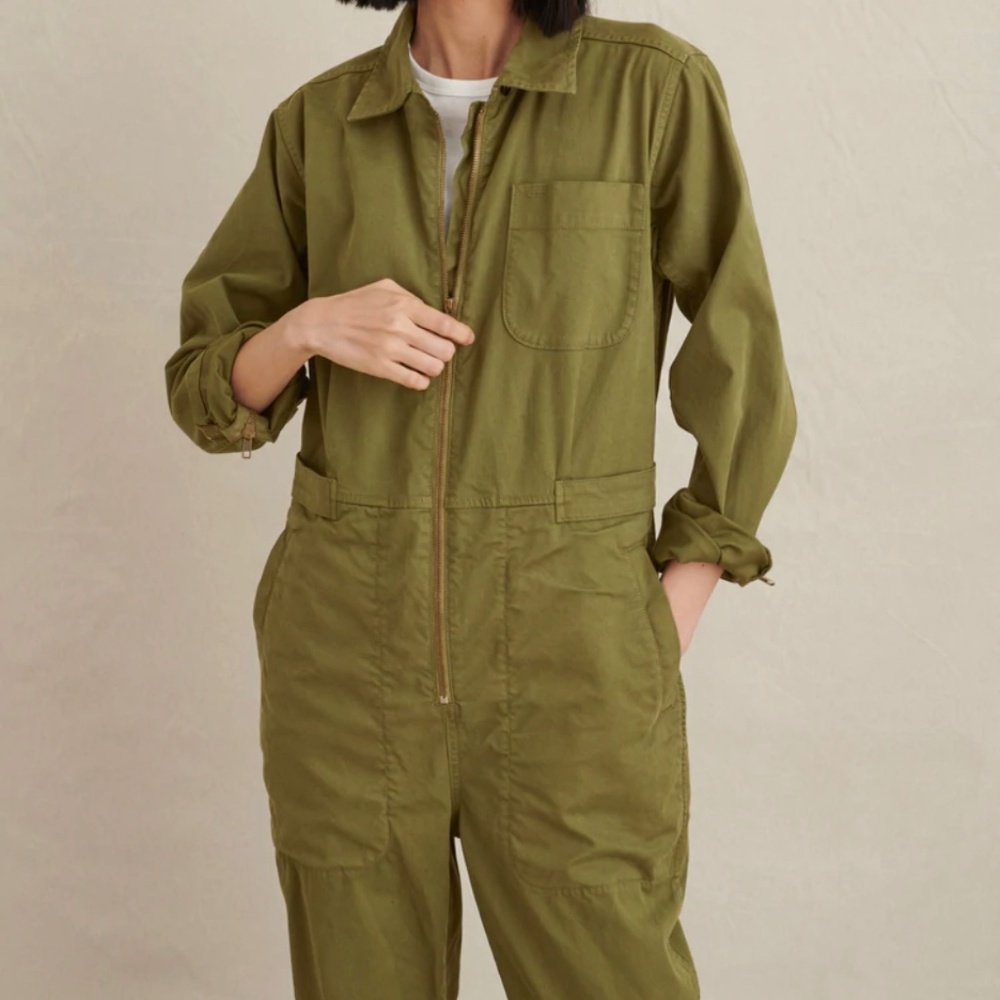Alex Mill zipper jumpsuit | olive army green utility style | S M small medium